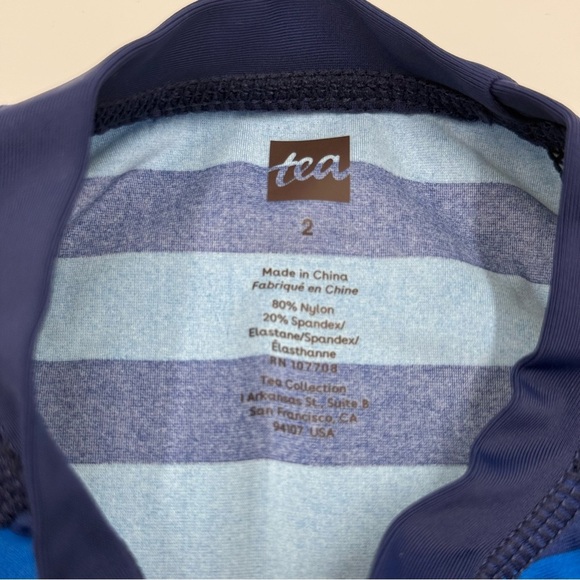 Tea Collection Boys Long Sleeve Rash Guard Navy and Blue Striped Rashguard 2 NWT - Picture 5 of 6